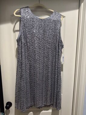 Eliza J Silver Sequin Sleeveless Swing Dress 22W